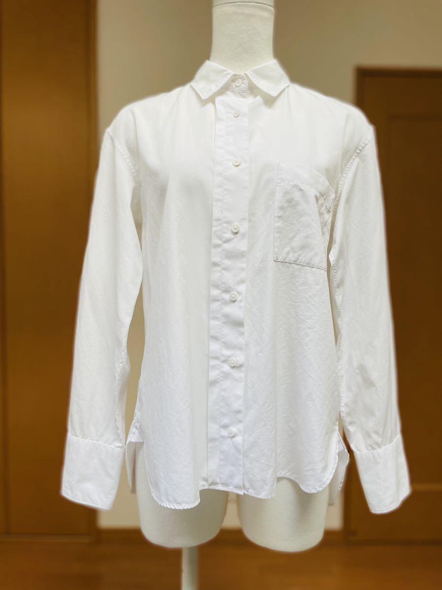 ＋J(ユニクロ×ジルサンダー)ホワイトスーピマコットンシャツ（長袖）S美中古_画像2