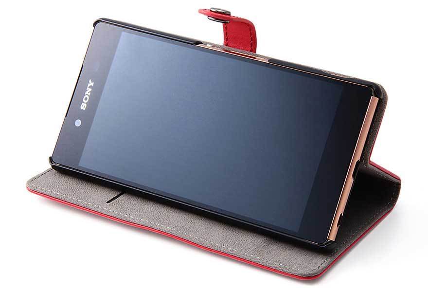 Xperia Z4 レザーケース ブラック シンプル ブック カバー 合皮 スタンド カードポケット 保護 イングレム RT-XZ4LBC6-B_画像5