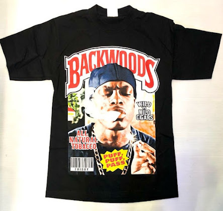 BH20)PRO TEAM BACK WOODS ALL NATURAL TOBACCOプリント Tシャツ半袖/BLK/LA/HIPHOP/M/大きいサイズ/ヘビー/_画像1