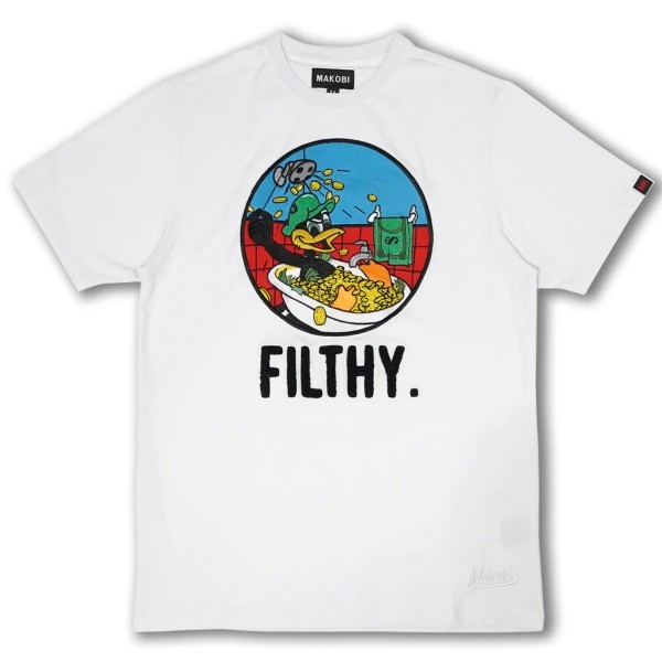 BH29)MAKOBI FILTHY デザイン Tシャツ半袖/WHITE/LA/HIPHOP/M/USサイズ/生地良い