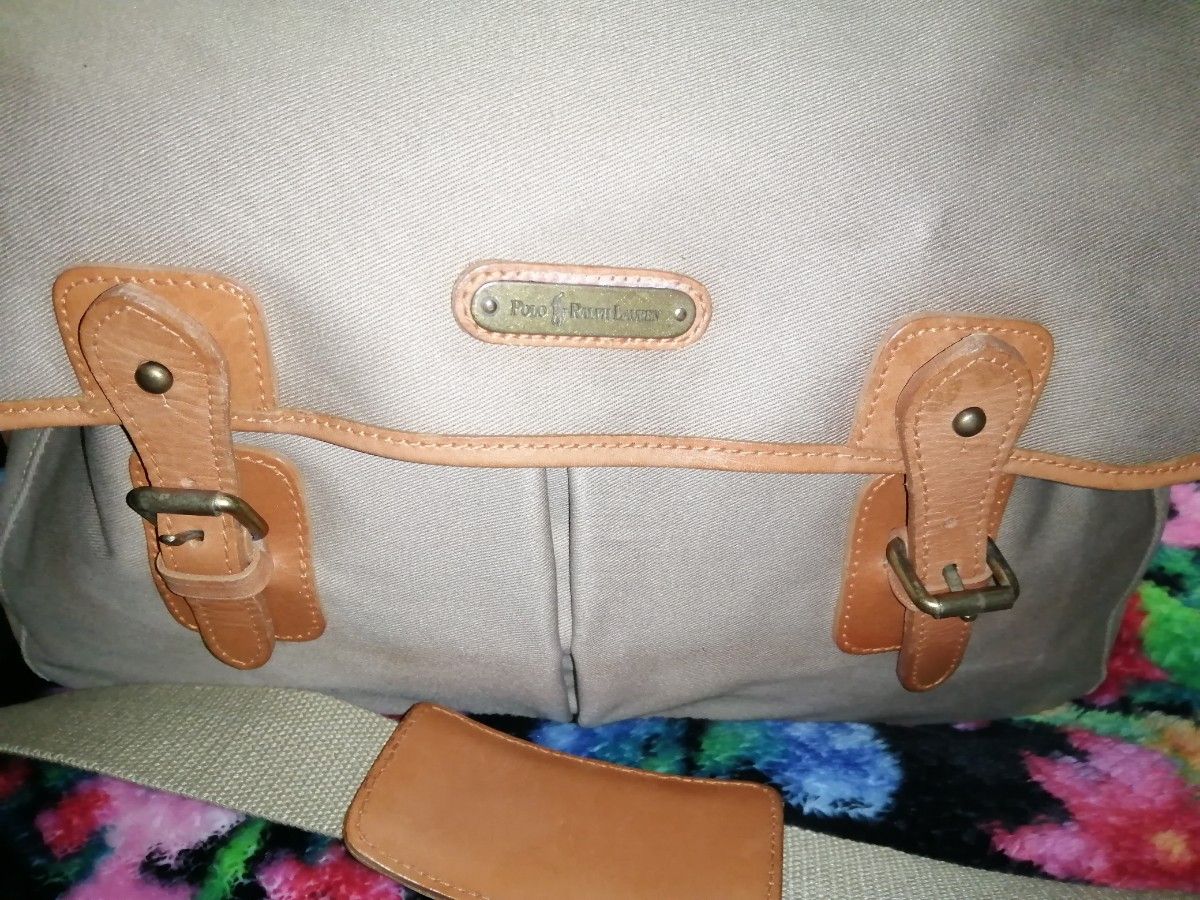 美品 POLO RALPHLAUREN ポロラルフローレン コットンツイル+レザー