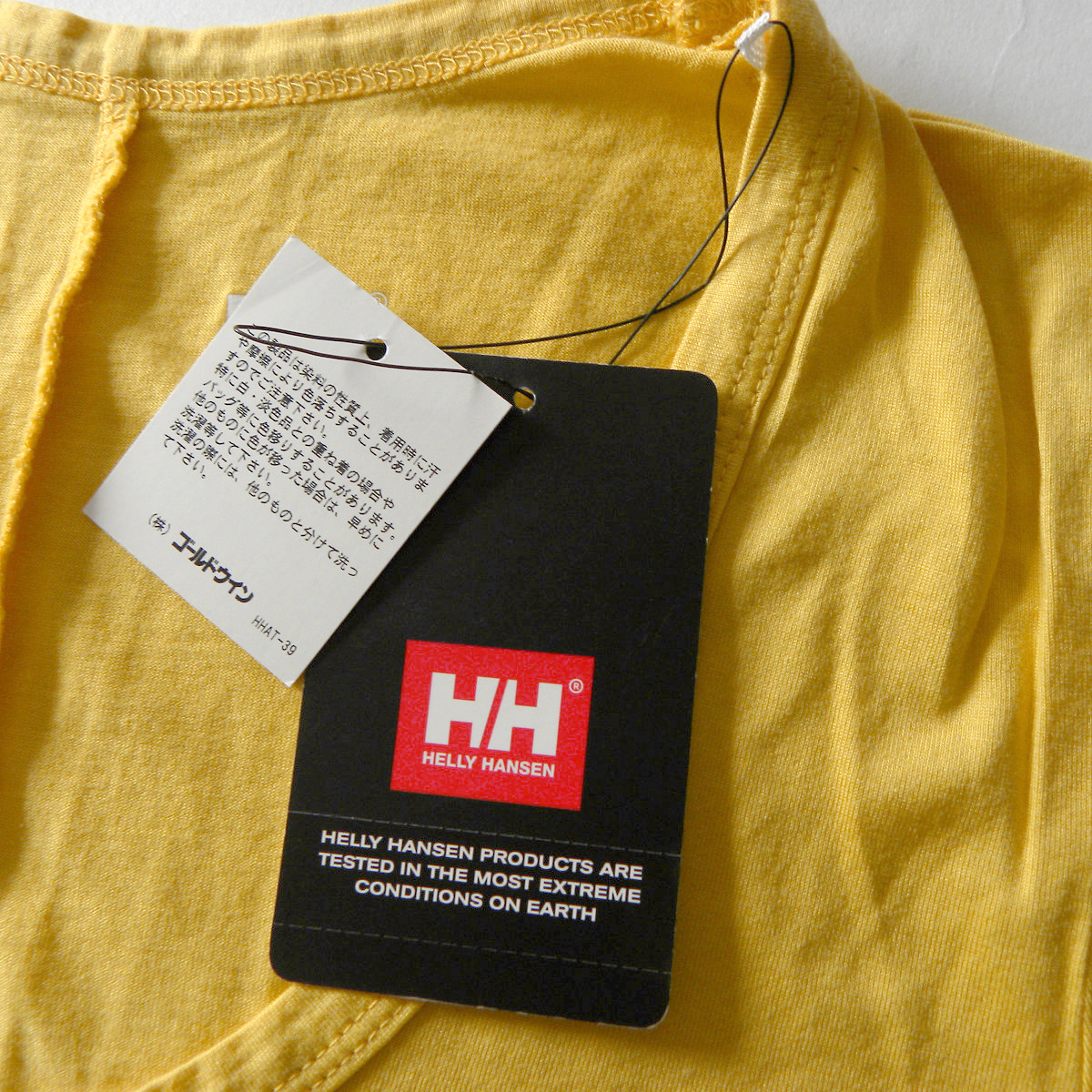 未使用タグ付 ヘリーハンセン HELLY HANSEN テンセルコットンUネックTシャツ 半袖 スポーツウェアにも イエロー レディース l0406-1の画像5