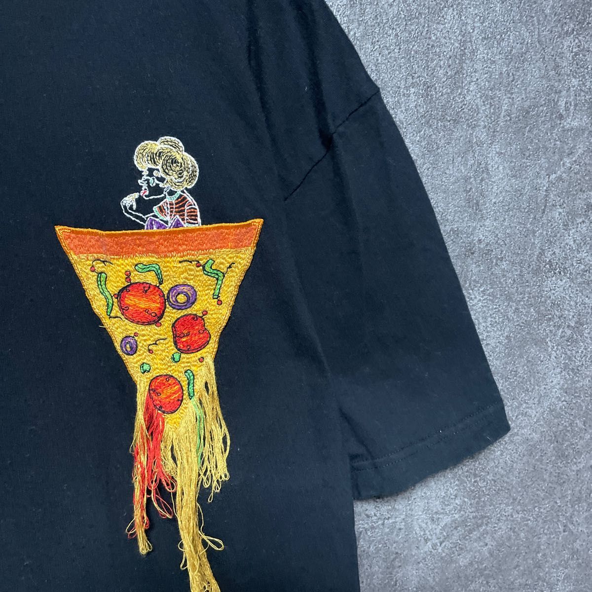 希少】Left Alone レフトアローン ピザ刺繍ポケット Tシャツ XL 希少】Left Alone レフトアローン ピザ刺繍ポケット Tシャツ XL
