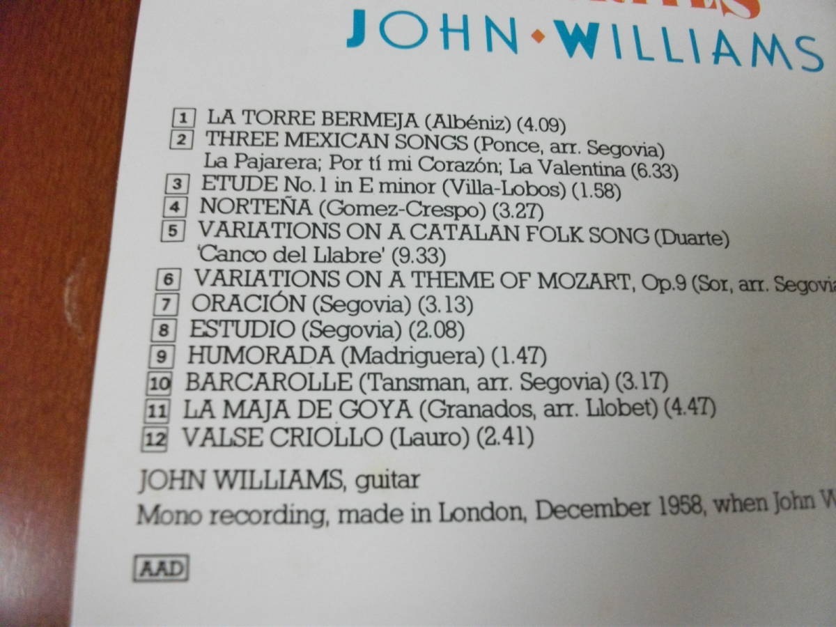 【ギター CD】ジョン・ウィリアムス / スペイン・ギター名演集 アルベニス 、セゴビア 、グラナドス 他 (Decca1958) _画像2