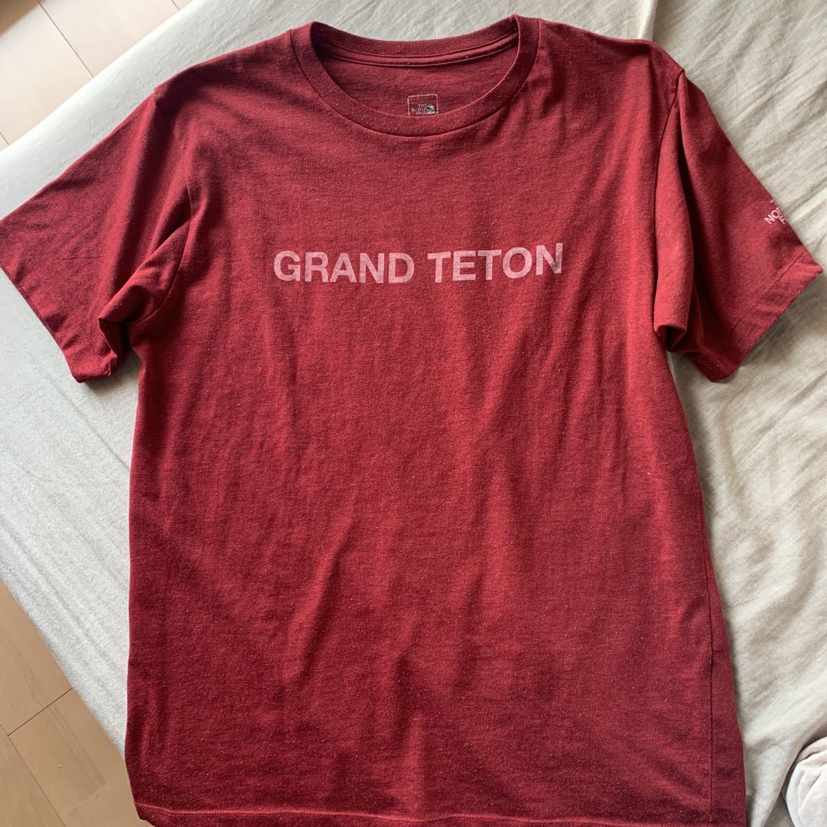 【The North Face】ノースフェイス S/S RDT MELANGE TEE 半袖 Tシャツ GRAND TETON プリント ボルドー 速乾 NT11618 Large_画像1