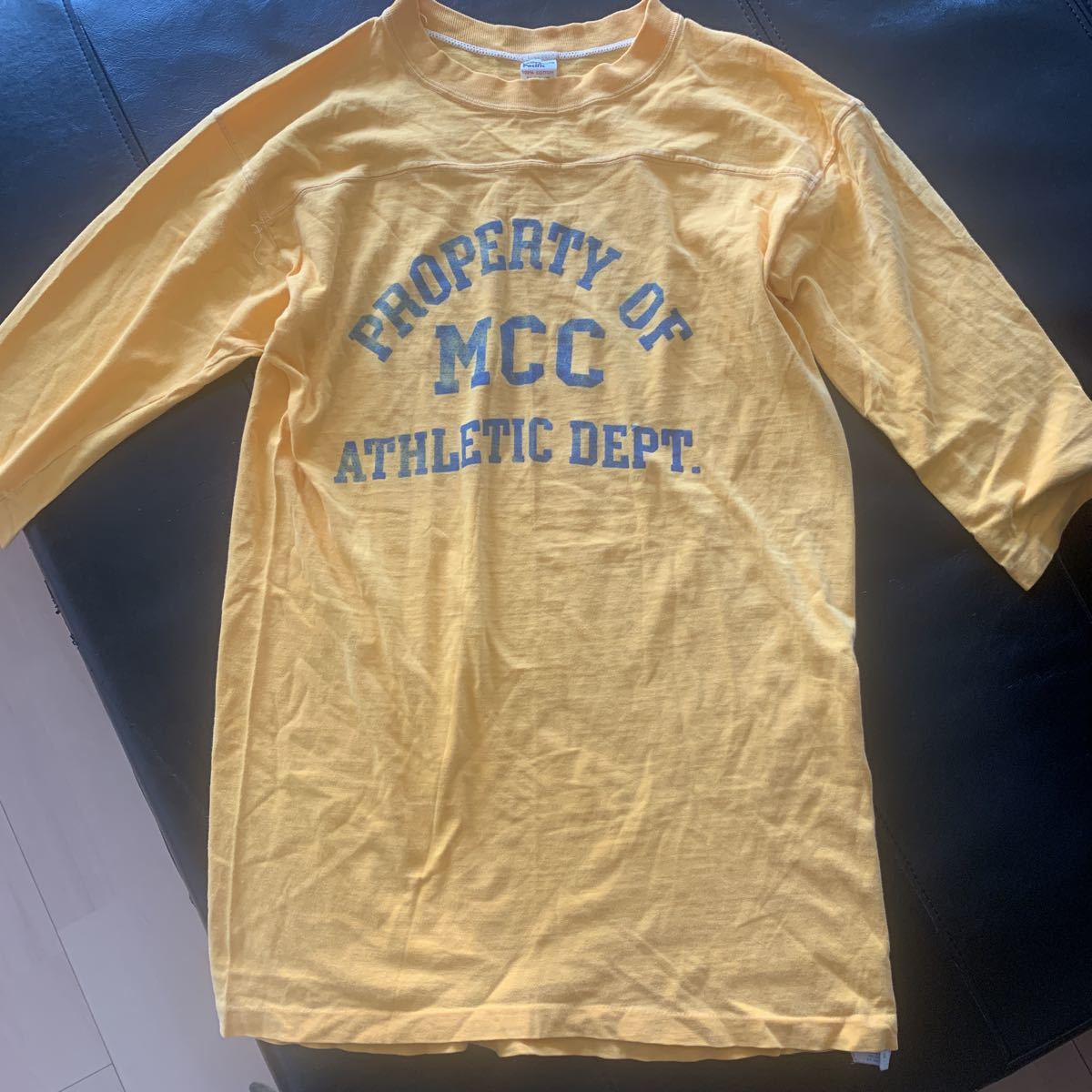 80s 珍品【collegiate pacific】ビンテージArtex Body フットボール Tシャツ Mサイズ シングル袖 USA製 コットン100 3段プリント_画像1