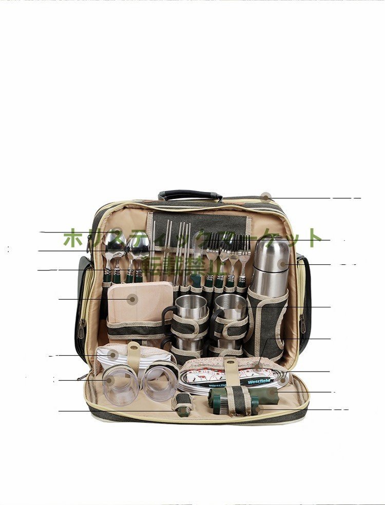 特売★便利☆多人食器セット　37セット キャンプ　ピクニック　一式食器バッグ　携帯用多機能　保温バッグ B58_画像2