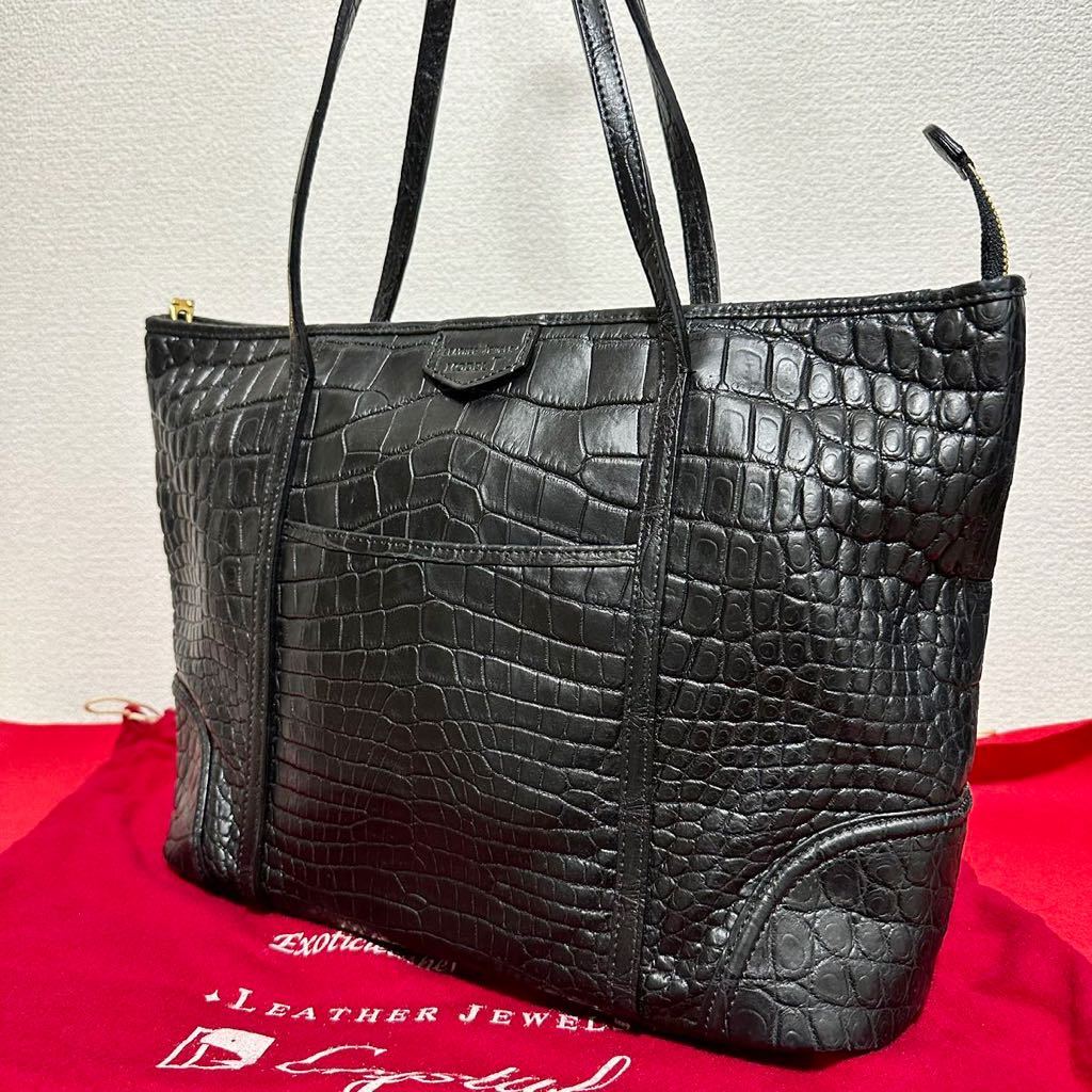 新品 CRYSTAR CROCO 本革 オーストリッチ イタリア製 ハンドバッグ-