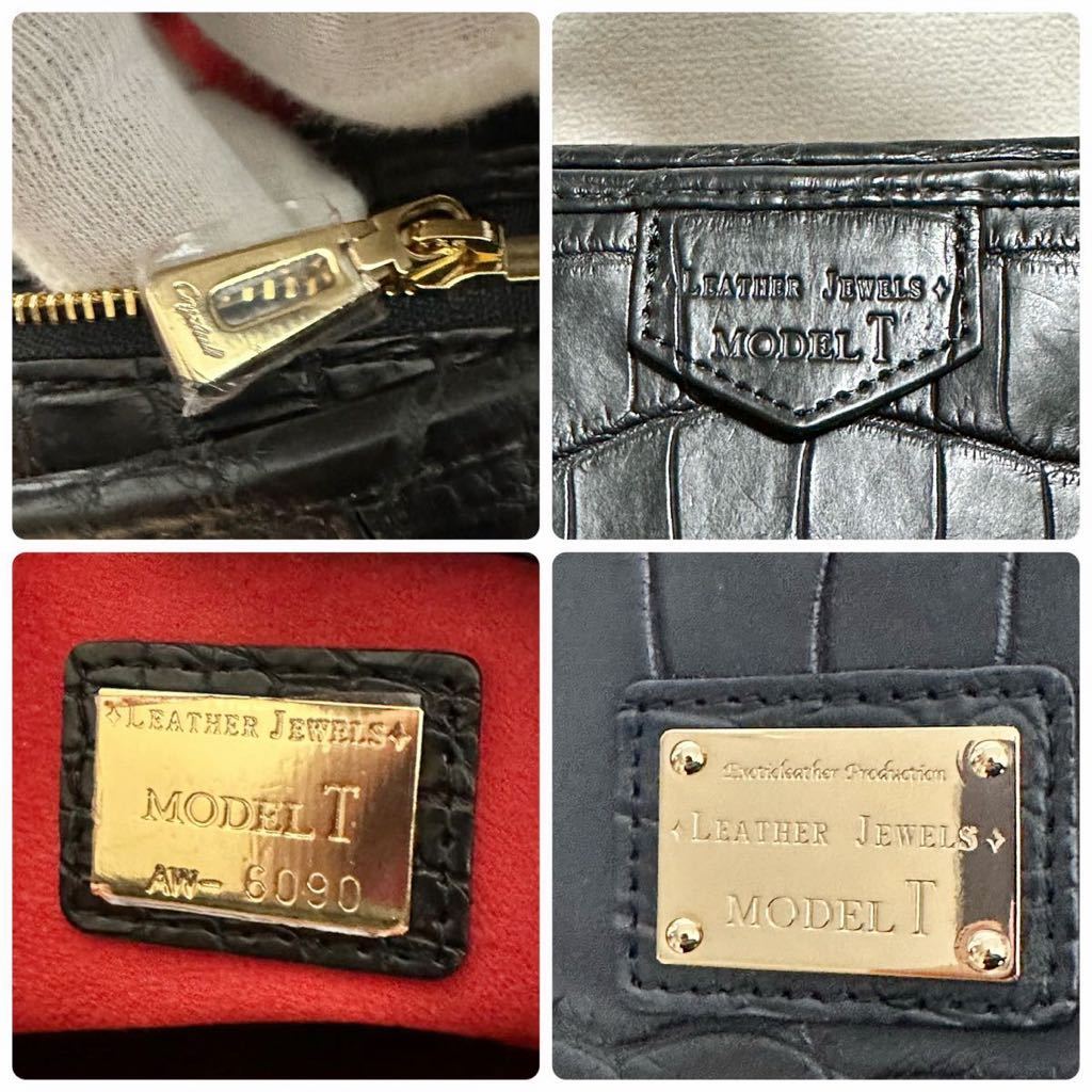 美品★ LEATHER JEWELS レザージュエルズ クロコダイル トートバッグ MODEL T JRA認定 Crystal Reptiles ブラック ゴールド金具 美品★ LEATHER JEWELS レザージュエルズ クロコダイル トートバッグ MODEL T JRA認定 Crystal Reptiles ブラック ゴールド金具