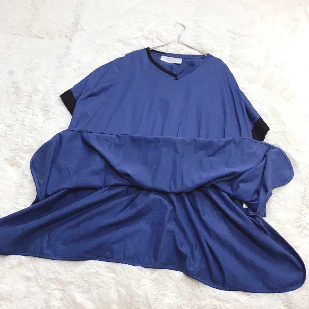 美品 THE RERACS ザリラクス カットソー ドロップショルダー ブルー