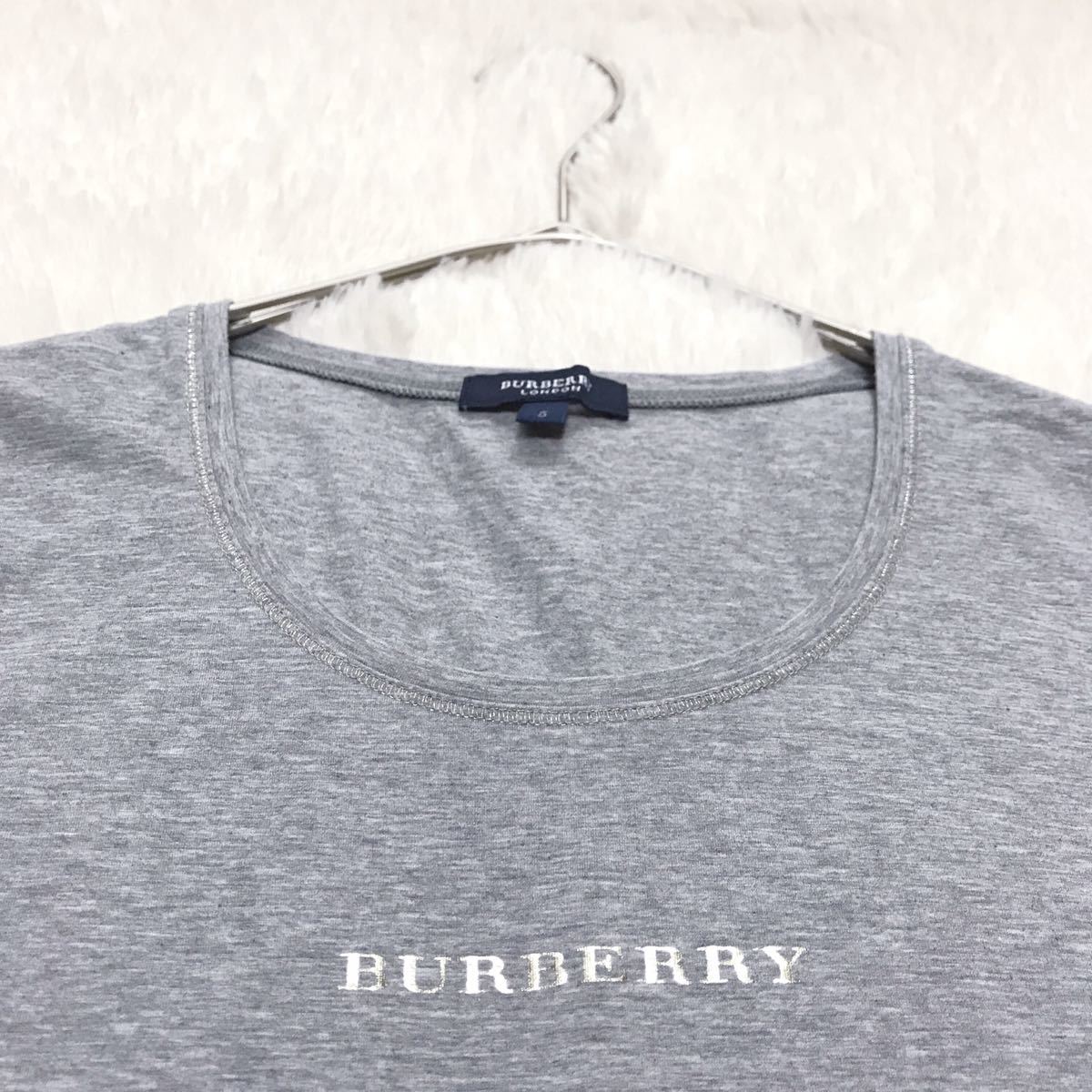 美品 大きいサイズ BURBERRY センターロゴ グレー カットソー 半袖 バーバリー Tシャツ ブランドロゴ