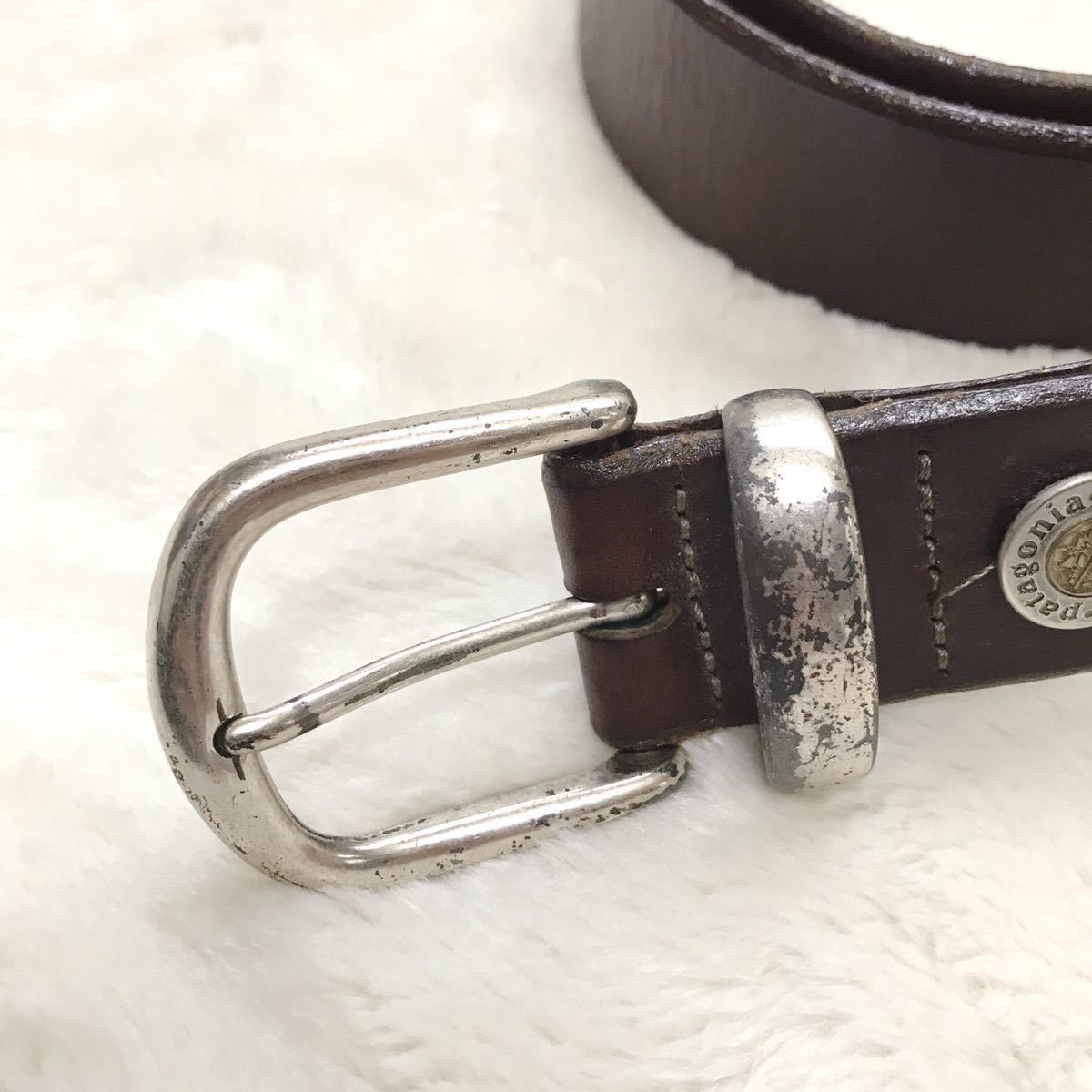 Patagonia パタゴニア ベルト レザー ブラウン シルバー Patagonia パタゴニア ベルト レザー ブラウン シルバー