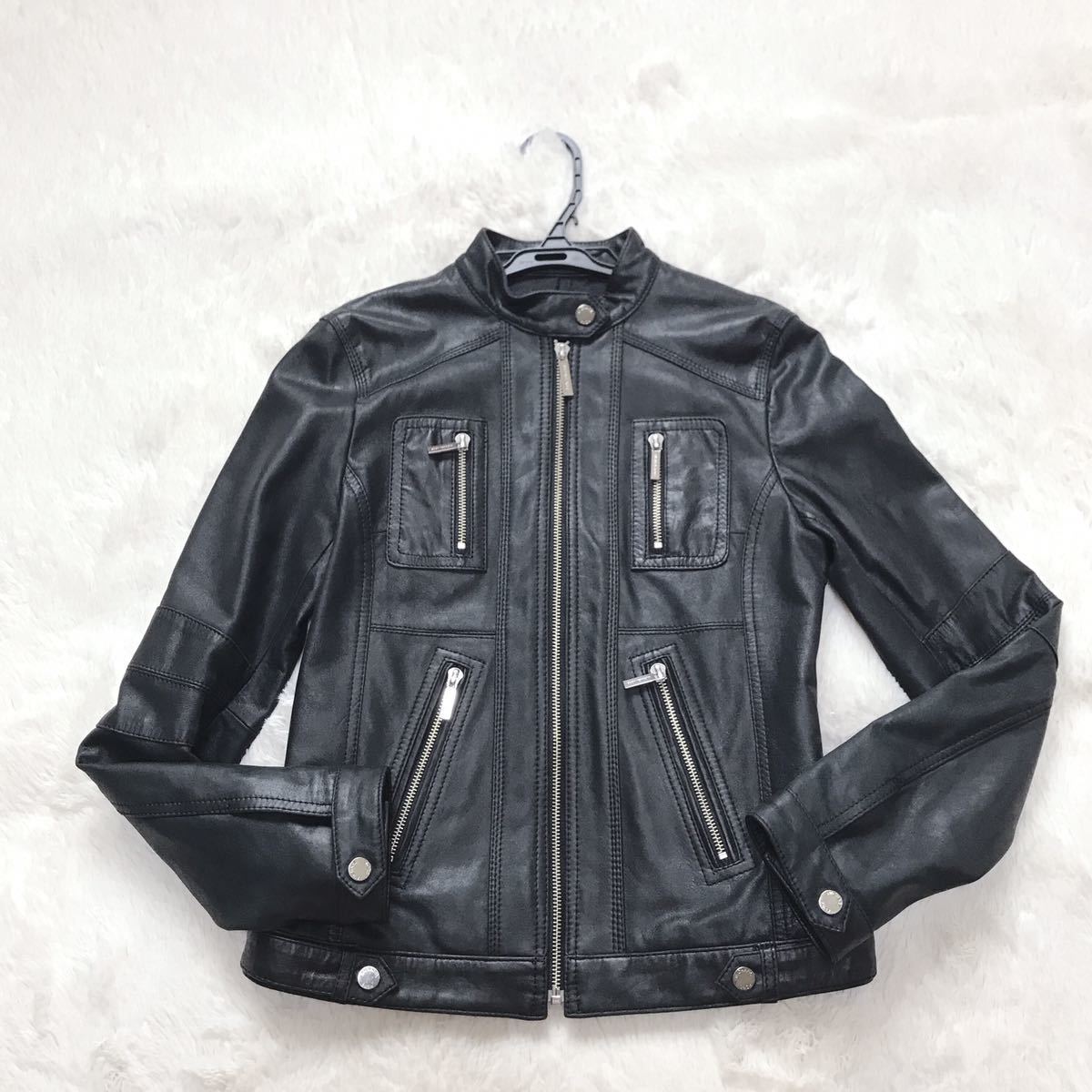 美品 MICHEAL KORS シングル レザージャケット ライダース ブラック