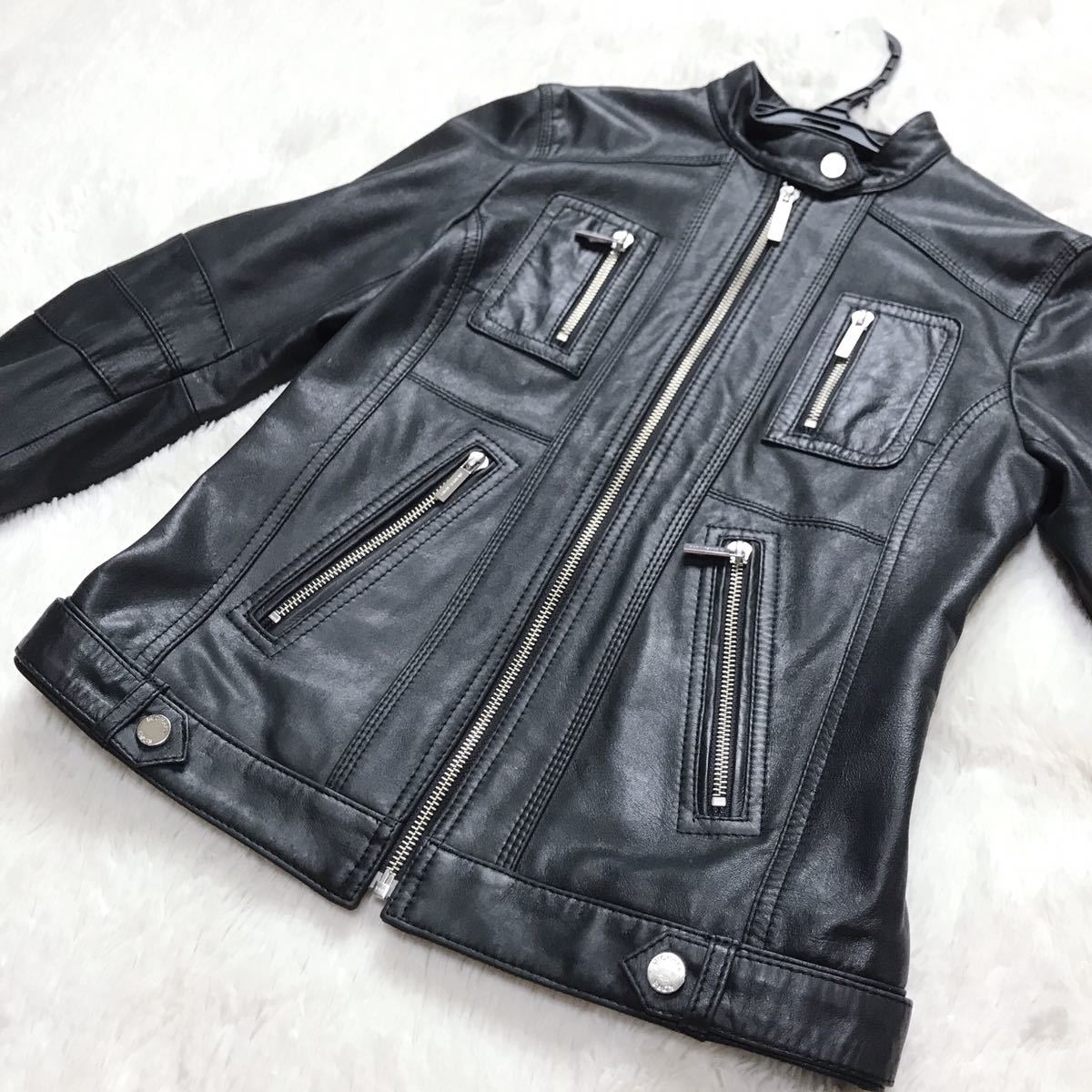 美品 MICHEAL KORS シングル レザージャケット ライダース ブラック