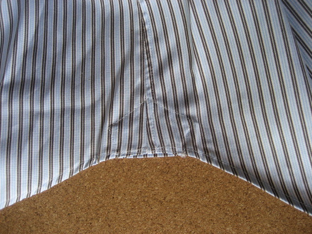 ワイシャツ ブルー ブラウン ストライプ セミワイド 長袖 シャツ (L サイズ 首廻り41cm) 未使用品_セミワイド ワイシャツ41 ガセット