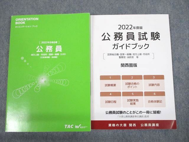 UH11-002 TAC/Wセミナー/資格の大原関西 公務員講座 オリエンテーション/試験ガイドブック 2022年合格目標 未使用品 計2冊 21S4B_画像1