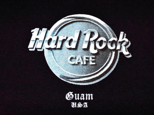 2000sUSA古着 Hard Rock CAFE Guam Tシャツ sizeXL 黒 ハードロックカフェ ギター ビッグシルエット 大きいサイズ アメリカ Y2Kの画像3