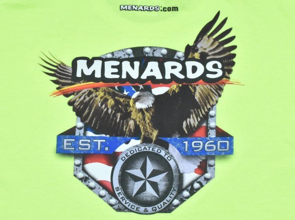 USA古着 MENARDS × Owens Corning イーグルプリント Tシャツ sizeL 蛍光イエロー メナーズ オーウェンスコーニング 企業 会社 アメリカ_画像4