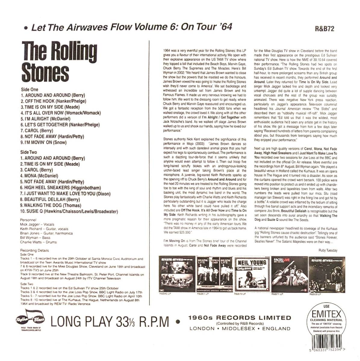 The Rolling Stones ザ・ローリング・ストーンズ - Let The Airwaves Flow Volume 6 - On Tour ‘64 限定アナログ・レコード_画像2