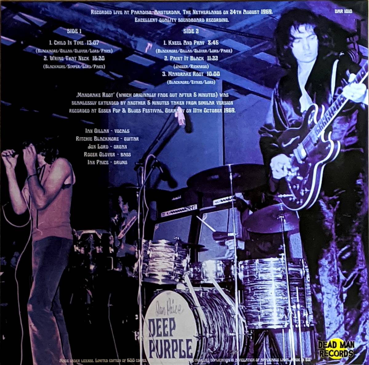 Deep Purple ディープ・パープル - Live In Amsterdam August 1969 500枚限定アナログ・レコード