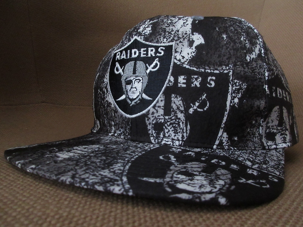 80's 90's レイダース APEX ONE エンブレム ロゴ 総柄 スナップバック キャップ Los Angeles Oakland Raiders CAP NFL Public Enemy N.W.A