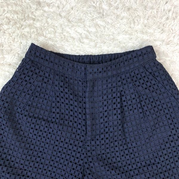 SPICK AND SPAN ガウチョパンツ ネイビー スピックアンドスパン 紺色 コットン ポリエステル 36 B463_画像2