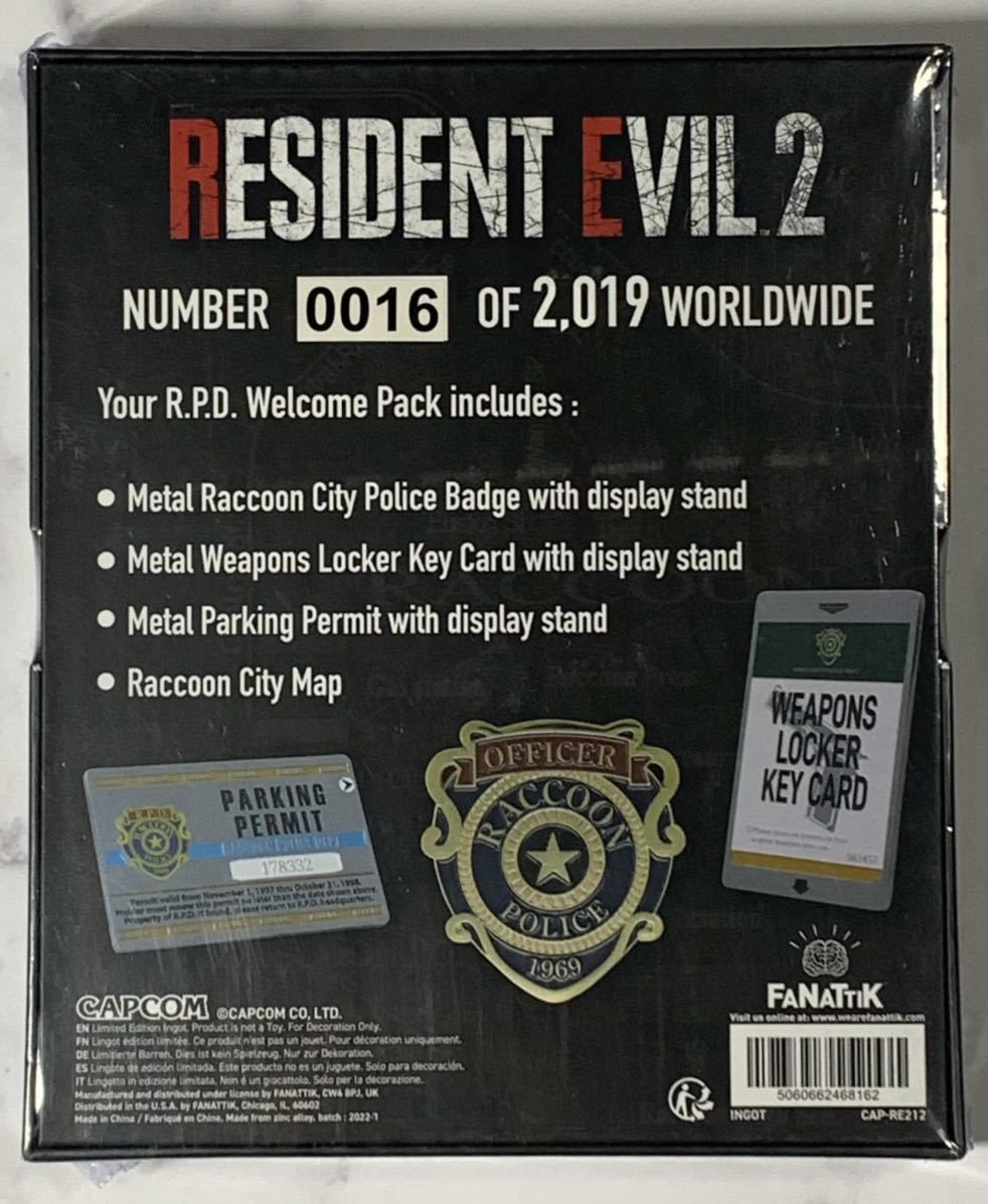 【世界2019個限定】 公式ライセンス バイオハザード RE:R.P.D ウェルカムパック ラクーン カプコン RESIDENT EVIL2