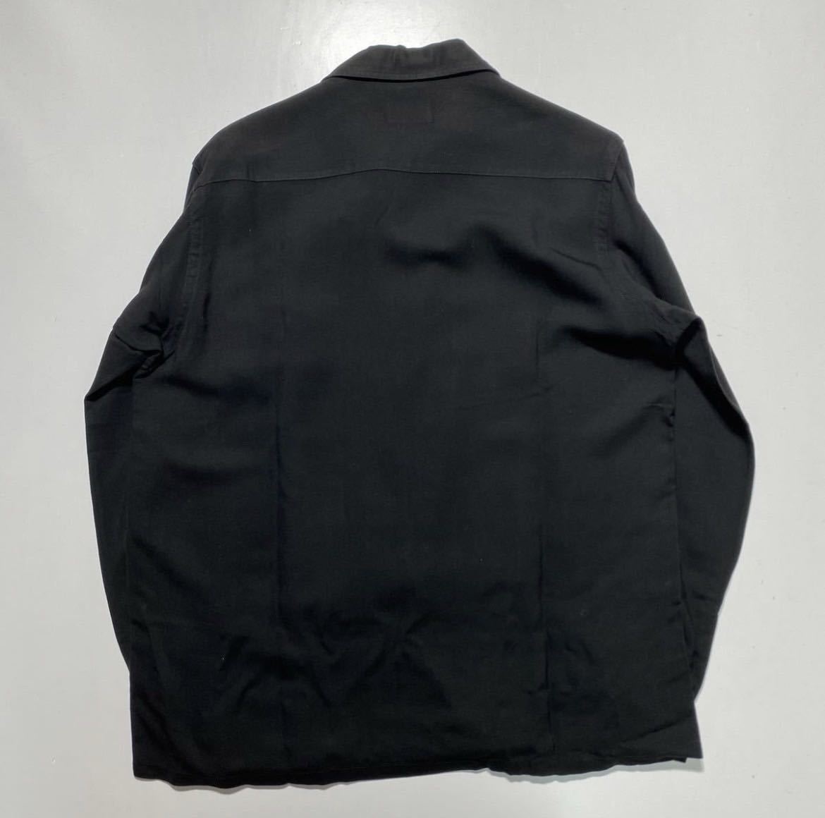 【15-M-15.1/2】1950s 1960s Vintage San Remo Rayon Shirt Black 1950年代 ヴィンテージ サンレモ ホルスタイン レーヨンシャツ R1550_画像2