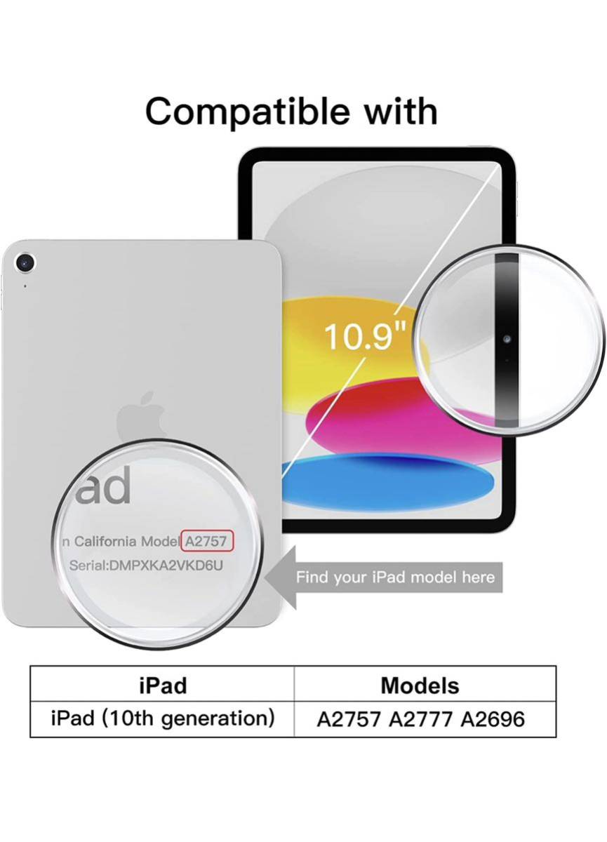 iPad 10世代 ケース 2022 10.9インチ 軽量 耐衝撃 三つ折り スタンド スマートカバー　ネイビー色　iPadケース　黒オートスリープ_画像5