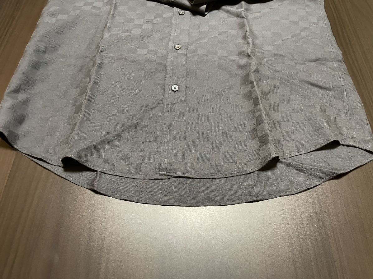 【超レア】 LOUIS VUITTON　ルイヴィトン　全面ダミエグラフィット　立体織り　シルク混　長袖シャツ　Mサイズ