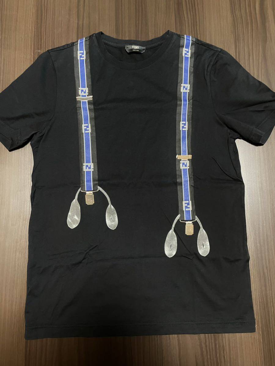 超レア フェンディ 半袖Tシャツ サスペンダープリント FFロゴ