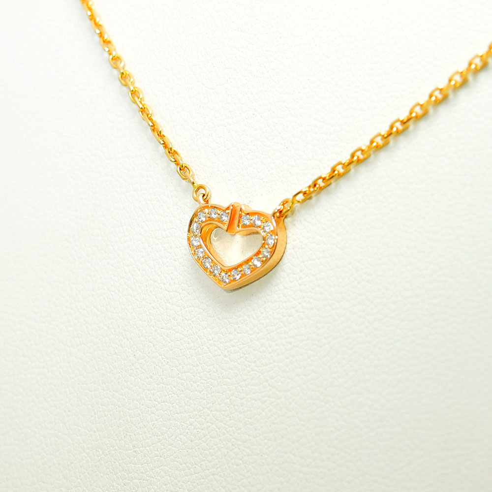 Cartier necklace C Heart Cartier pendant diamond K18PG 750 new goods finishing used 