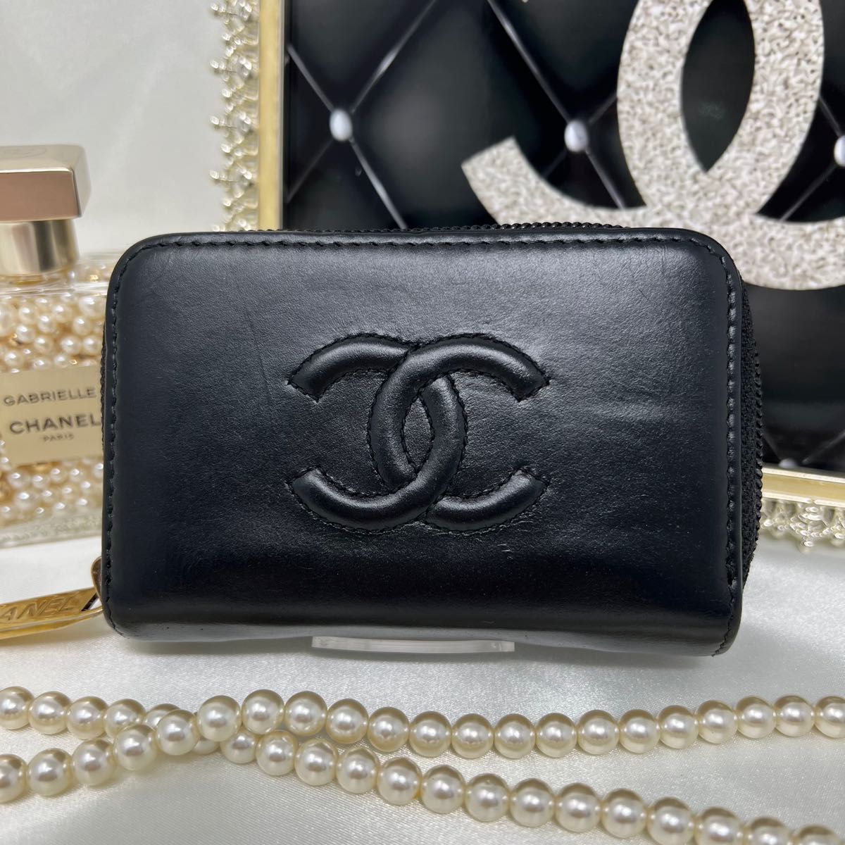 CHANEL シャネル ココマーク ラムスキン ラウンドジップコインケース