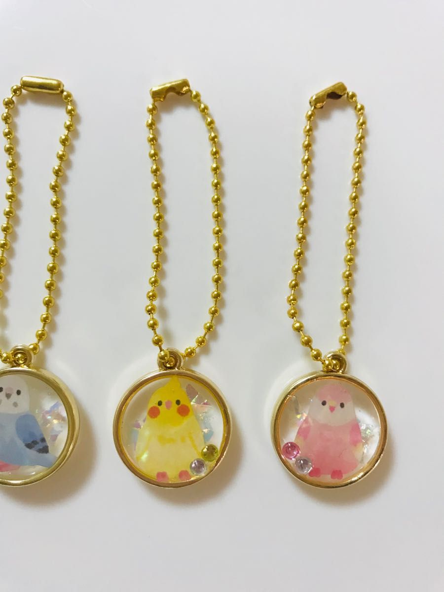 インコキーホルダー4個セット*レジン 202.4円 ハンドメイド