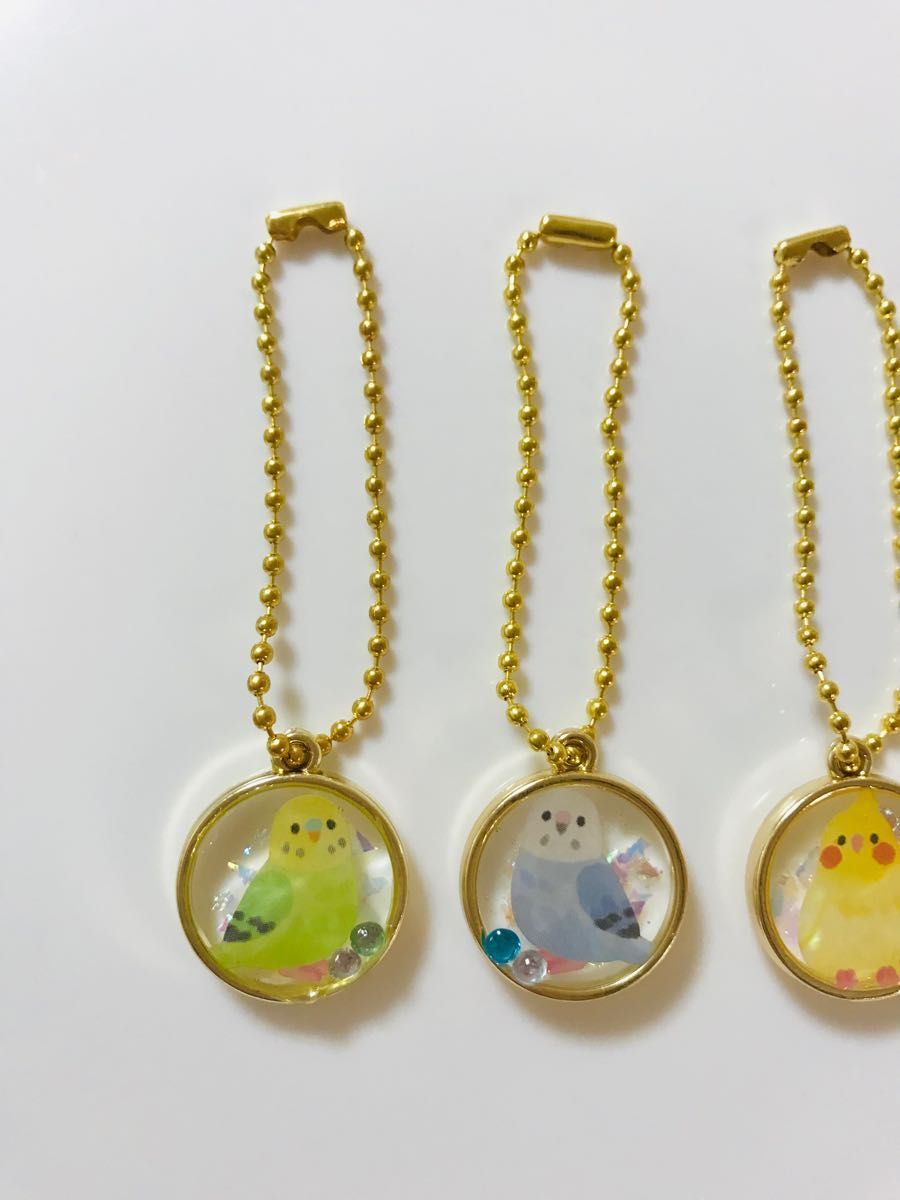 インコキーホルダー4個セット*レジン 202.4円 ハンドメイド