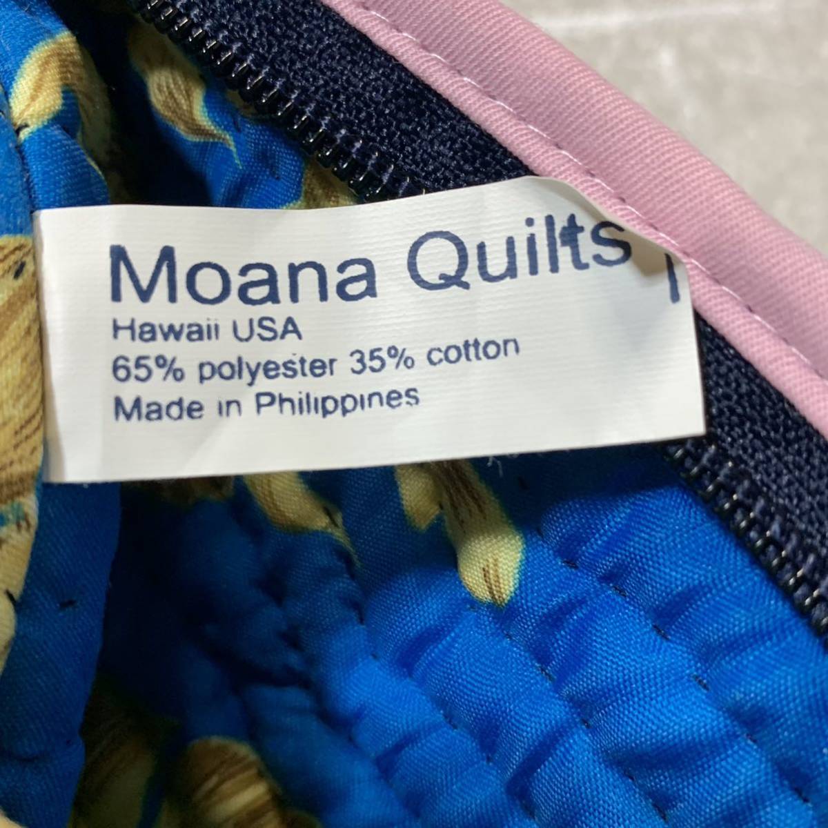 美品【Moana Quilts/モアナ キルト】ミラー付きポーチ ハワイアンキルティング メイクポーチ ポーチ ペンケース 可愛い ピンク ネイビー_画像5