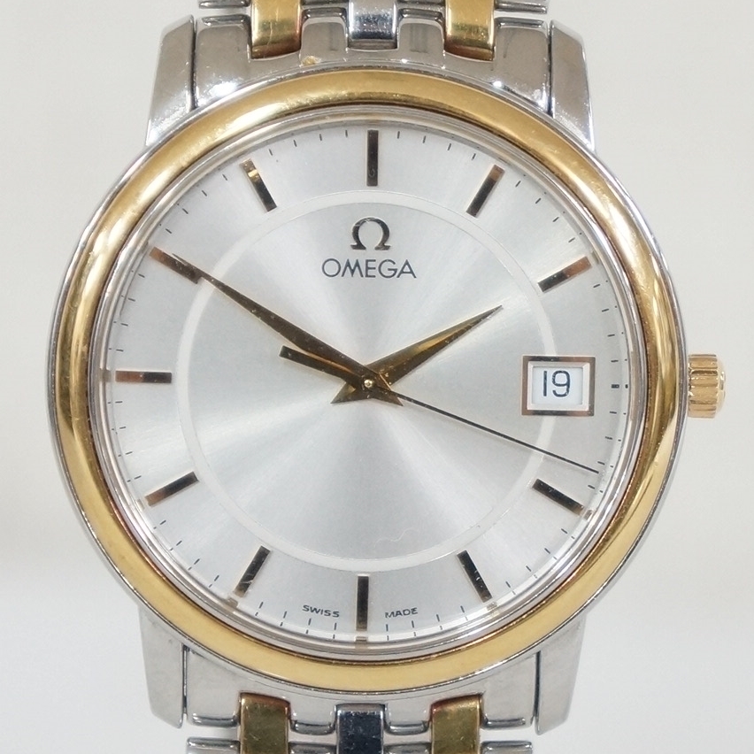 稼働品 OMEGA オメガ デビル プレステージ デイト シルバー文字盤