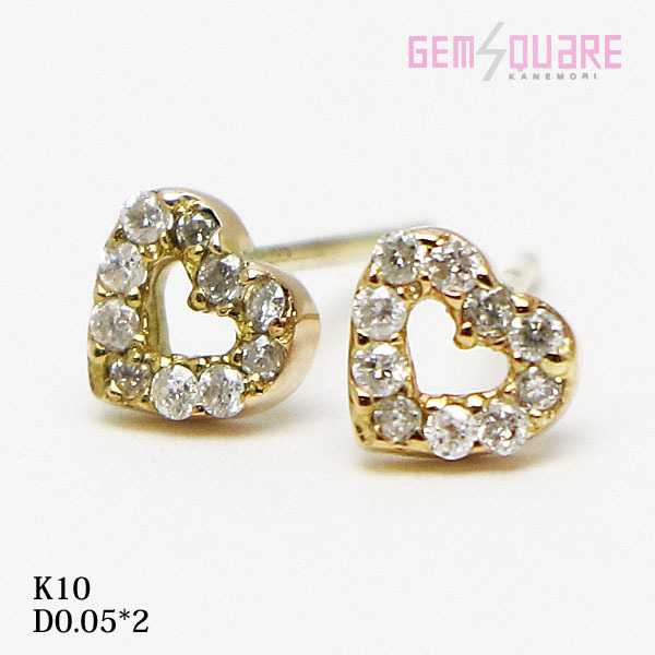 [Возможные переговоры по снижению цен] K10 Diamond Stud Ontuent Open Heart Motif D0.05 × 2 0,4 г красивых товаров [Открытие ломбарда