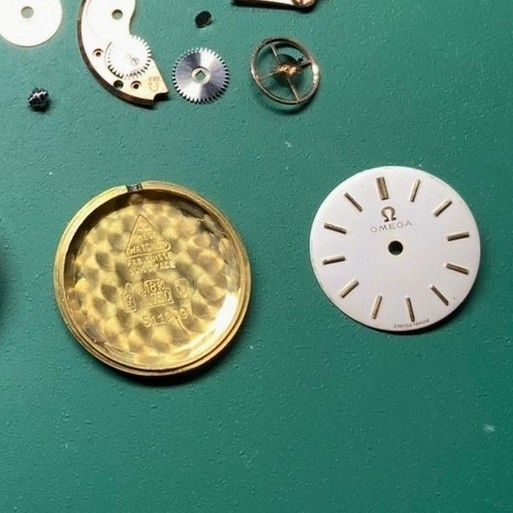 ◇OH済 18金無垢 オメガ 新品ベルト 2本 ブレスとレザー レディース