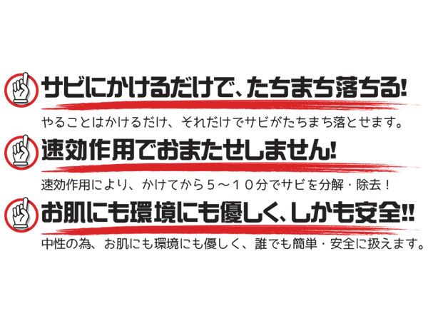 BAN-ZI サビハイダー クイック 中性 即効性 錆除去剤 サビ落とし スプレー 300ml C-SHDC-M300K_画像3