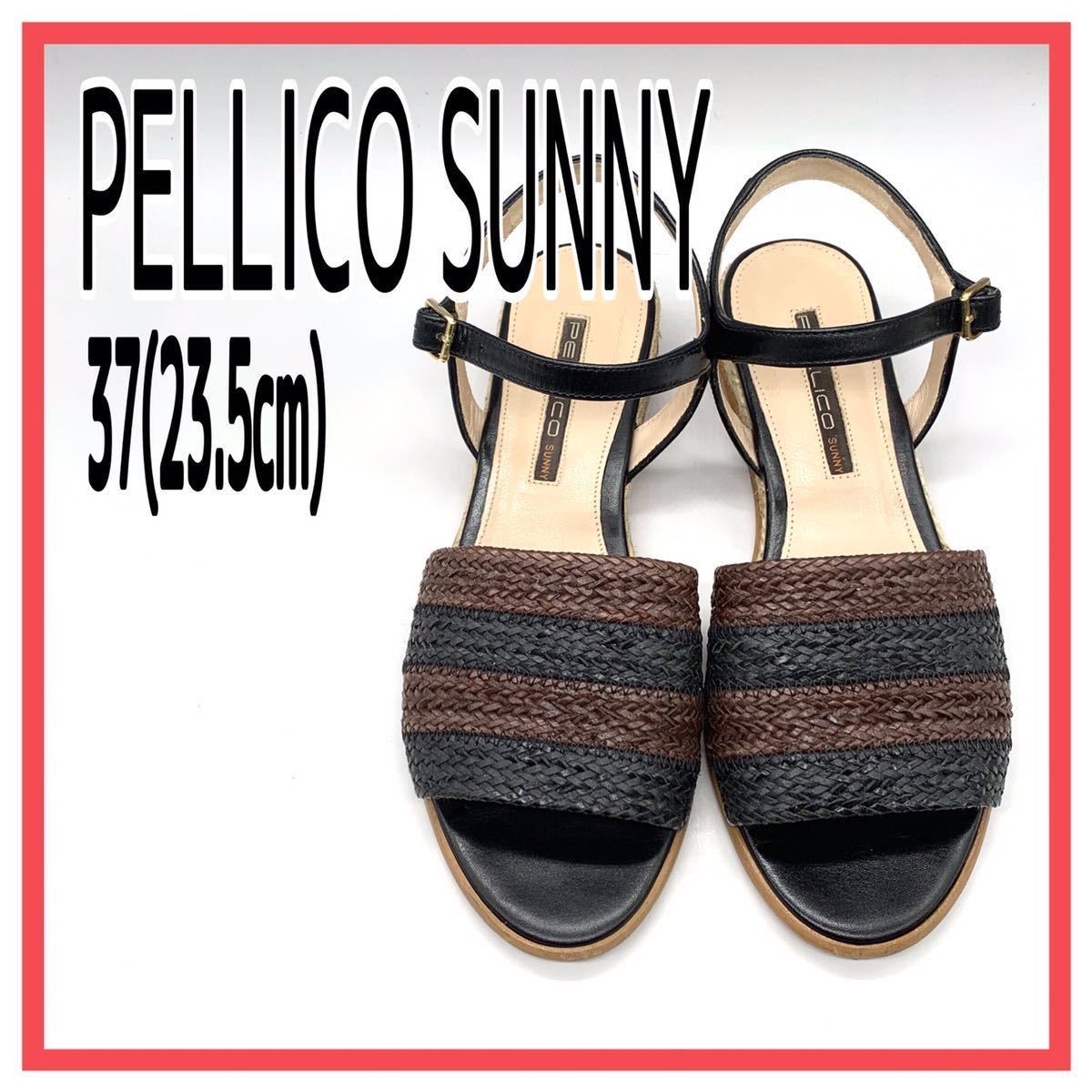 レディース PELLICO SUNNY (ペリーコ サニー) サンダル ウエッジソール ストラップシューズ ブラック ブラウン 37 23.5cm スペイン製