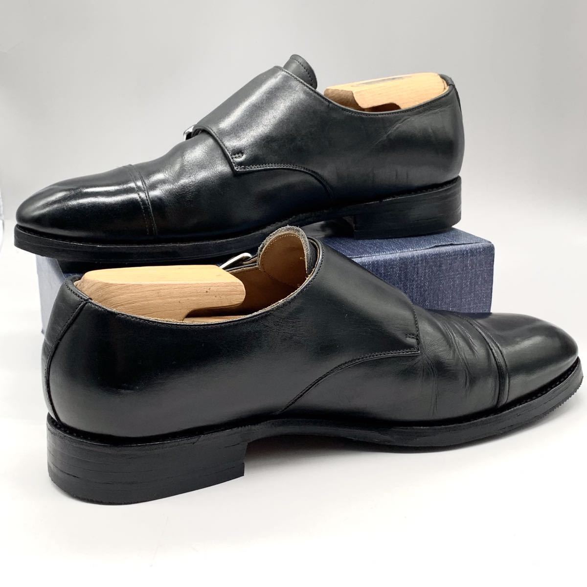 MEERMIN メルミン ドレスシューズ ダブルモンク ストラップ ストレートチップ レザー ブラック 黒 UK6.5 cm 革靴 メンズ