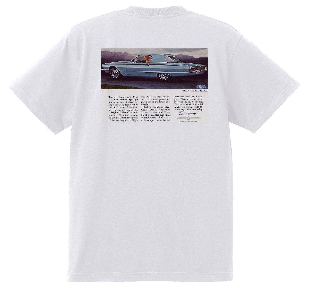 アドバタイジング フォード Ｔシャツ 760 白 1966 サンダーバード ギャラクシー ファルコン フェアレーン マスタング ブロンコ f100_画像1