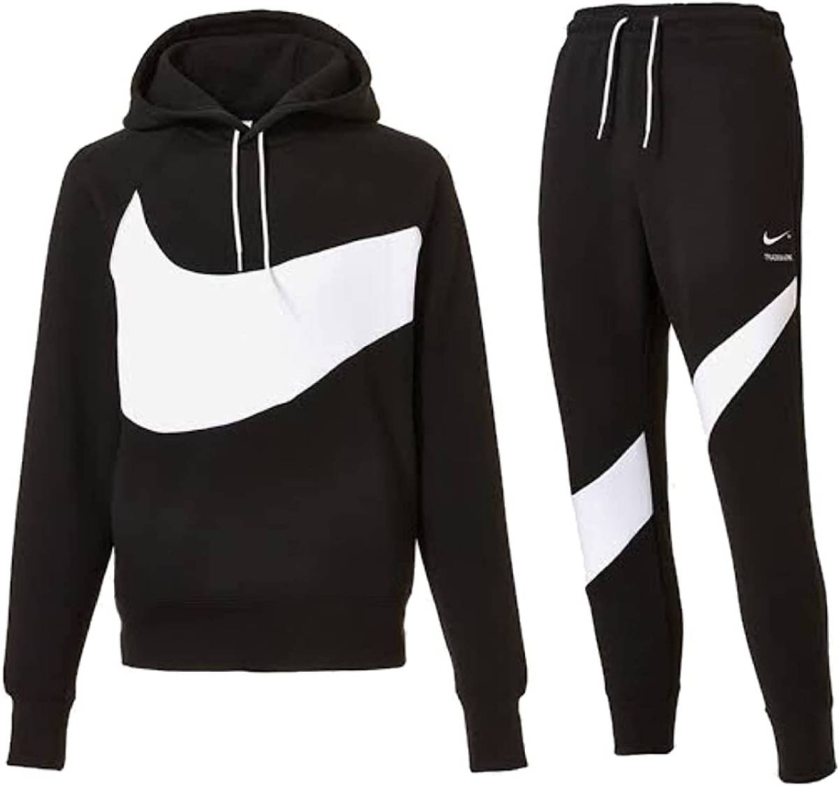 送料無料 M●NIKE ナイキ セットアップ ビッグ スウッシュ スウェット パーカ パンツ ブラック ジョガーパンツ 上下 DD8223-010 DH1024-010の画像2