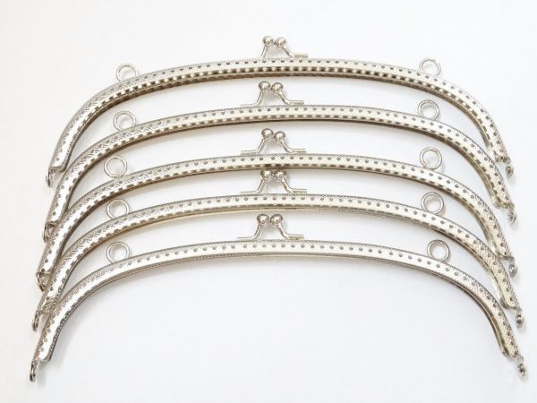 大きい がま口 口金 5個 セット アーチ形 シルバー 丸穴タイプ 20cm