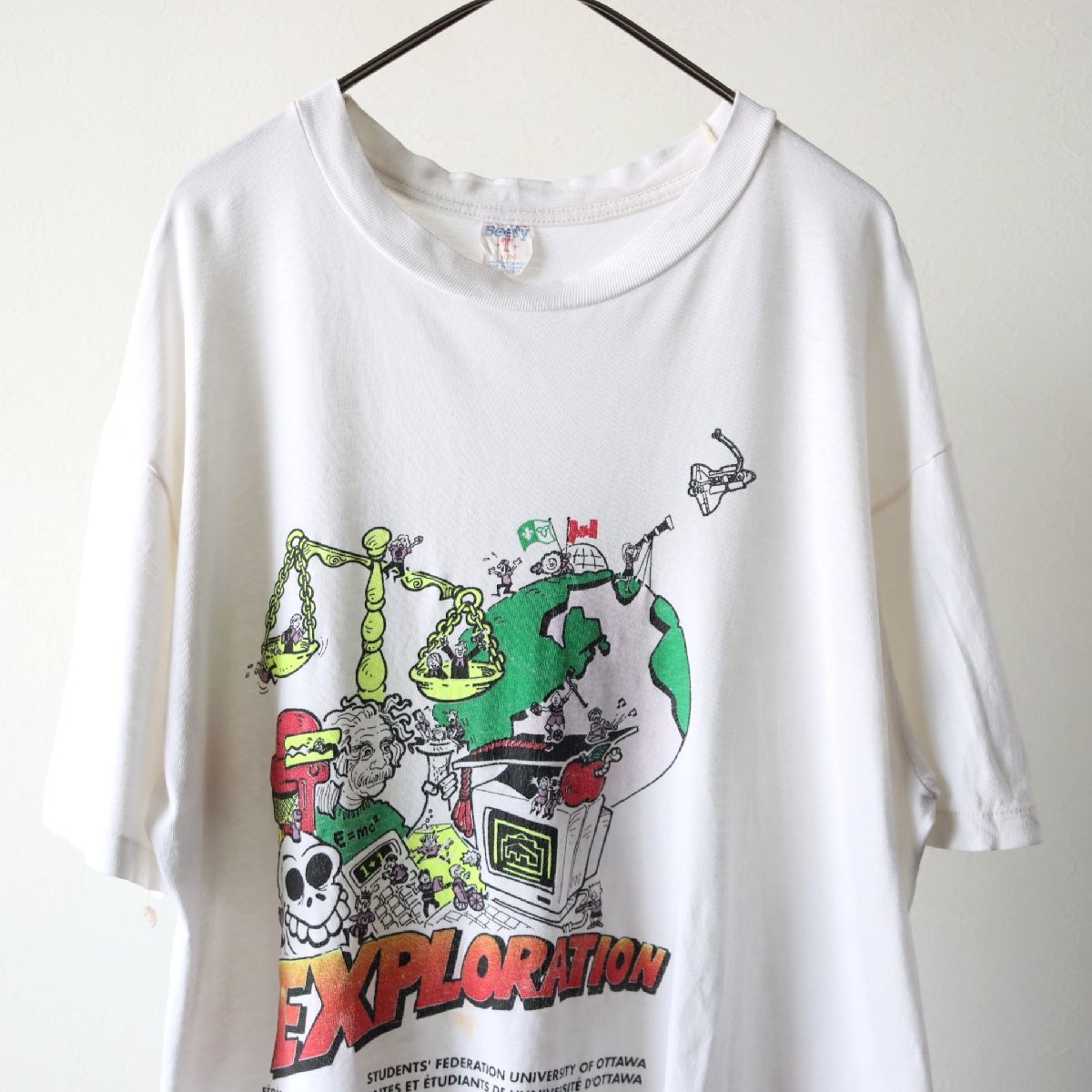 カナダ製 ヴィンテージ プリント Tシャツ / アインシュタイン 両面プリント 白_画像1