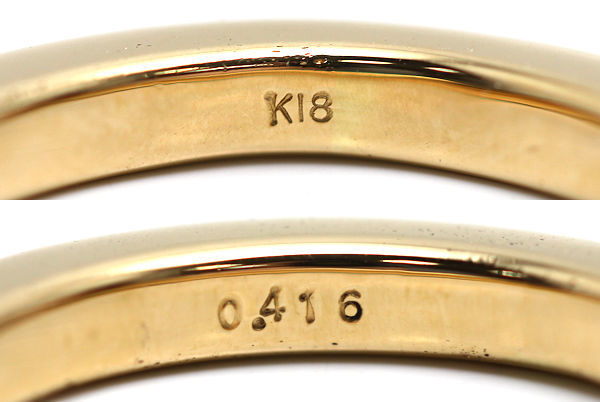 K18 ハーフエタニティリング 15号 ダイヤモンド 0.416ct 18金 約6.3g 指輪 20102_画像7