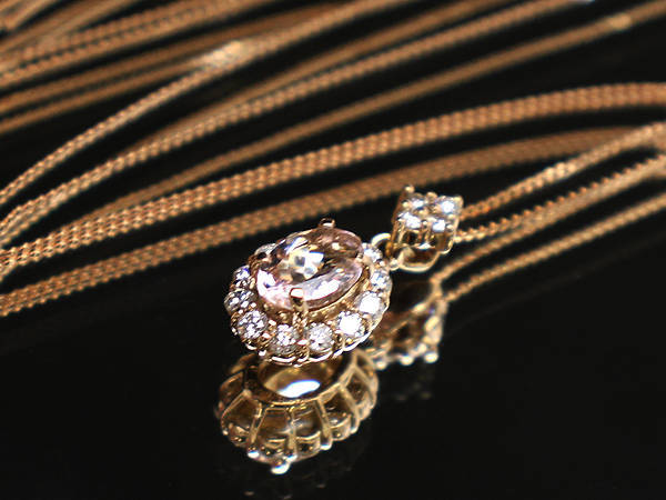 K18PGmoruga Night necklace approximately 45cm 0.44ct diamond 0.24ct 18 gold pink gold 19917