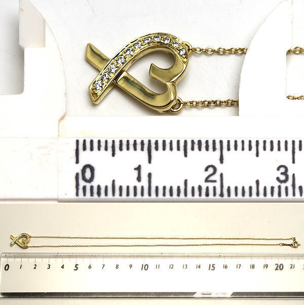 K18 TiffanyCo. ティファニー ダイヤ付きラビングハートネックレス 約40.5cm 約3.0g 18金 ゴールド 18589 
