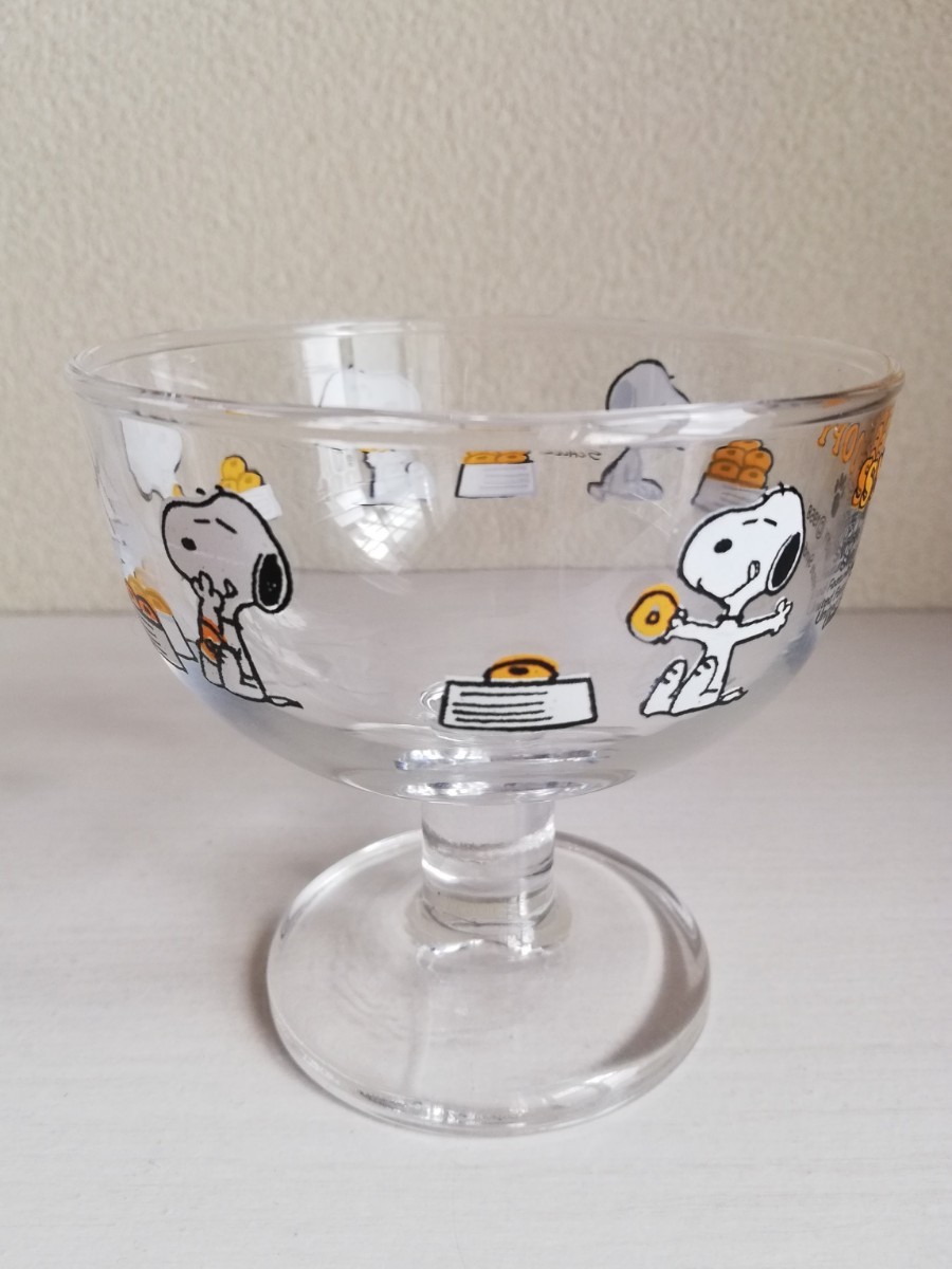  unused Vintage SNOOPY Snoopy with legs glass glass glass tableware gala spade desert glass Showa Retro PEANUTS retro pop 